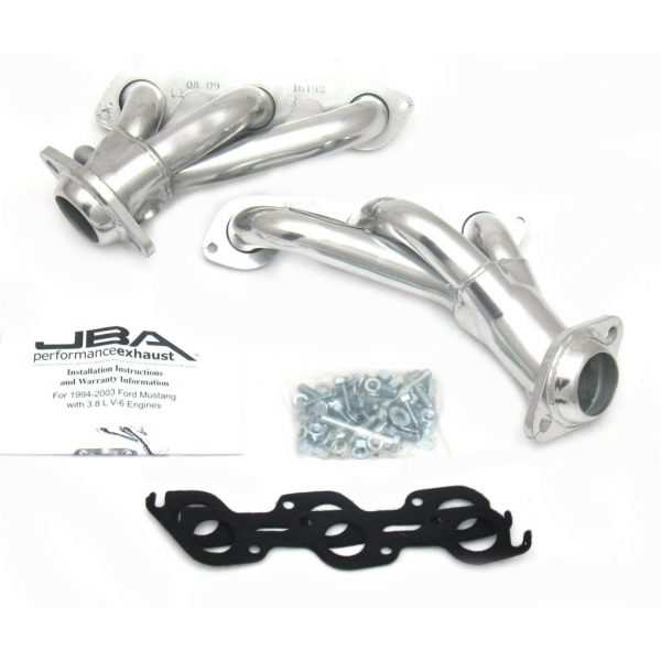 JBA Performance Exhaust 1619SJS 1 1/2" Header Shorty Stainless Steel 94-98 Mustang 3.8L without Air Injection Silver Ceramic